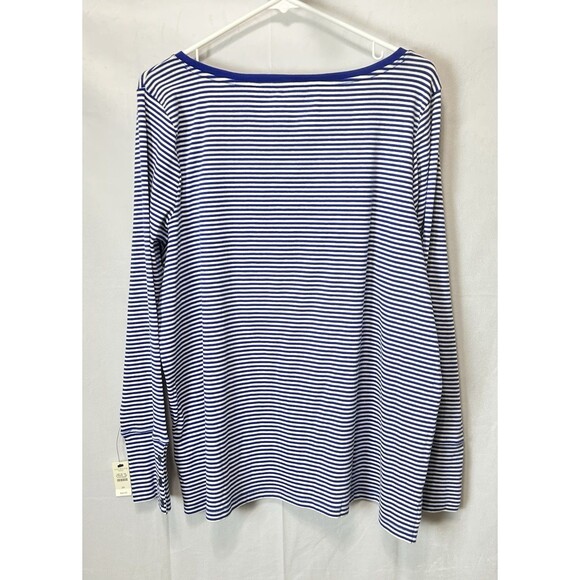 Talbots Womens 2X Longsleeve Blue Striped Button Accent Cuffs Top NWT - Picture 9 of 10